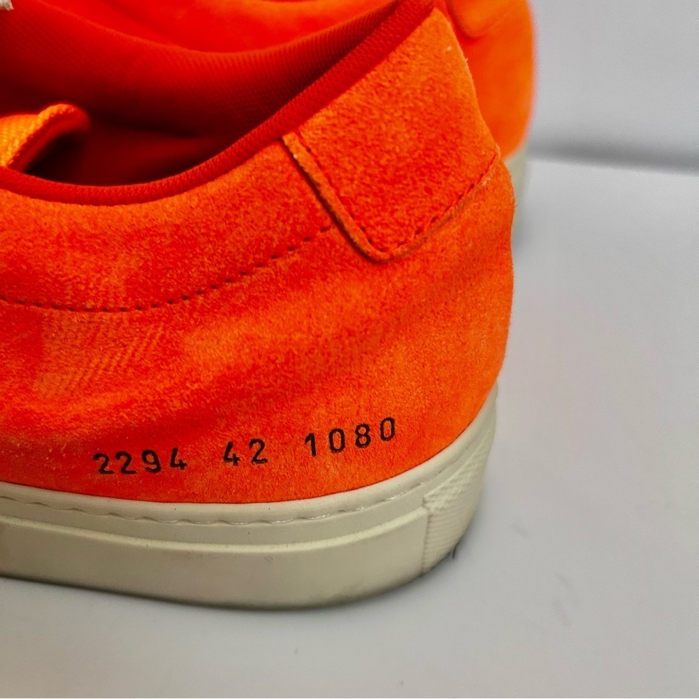 Common Projects Achilles Fluo Orange Suede Low Top Sneakers - Picture 4 of 10
